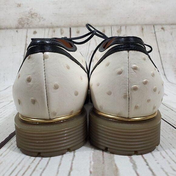 Charlotte Olympia Derby Oxford Womens Size 39 US 9 Ostrich Embossed Leather - Picture 10 of 13